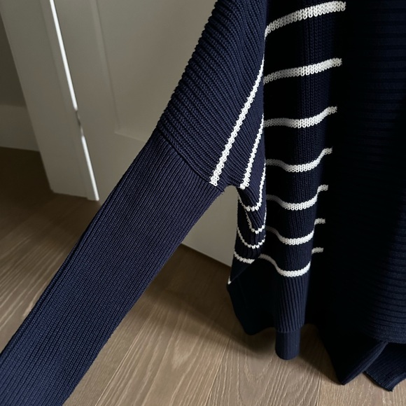Athleta Sweater Womens XXS Navy Stripe Peaceful Wrap Chunky Oversized Cardigan - Picture 6 of 12